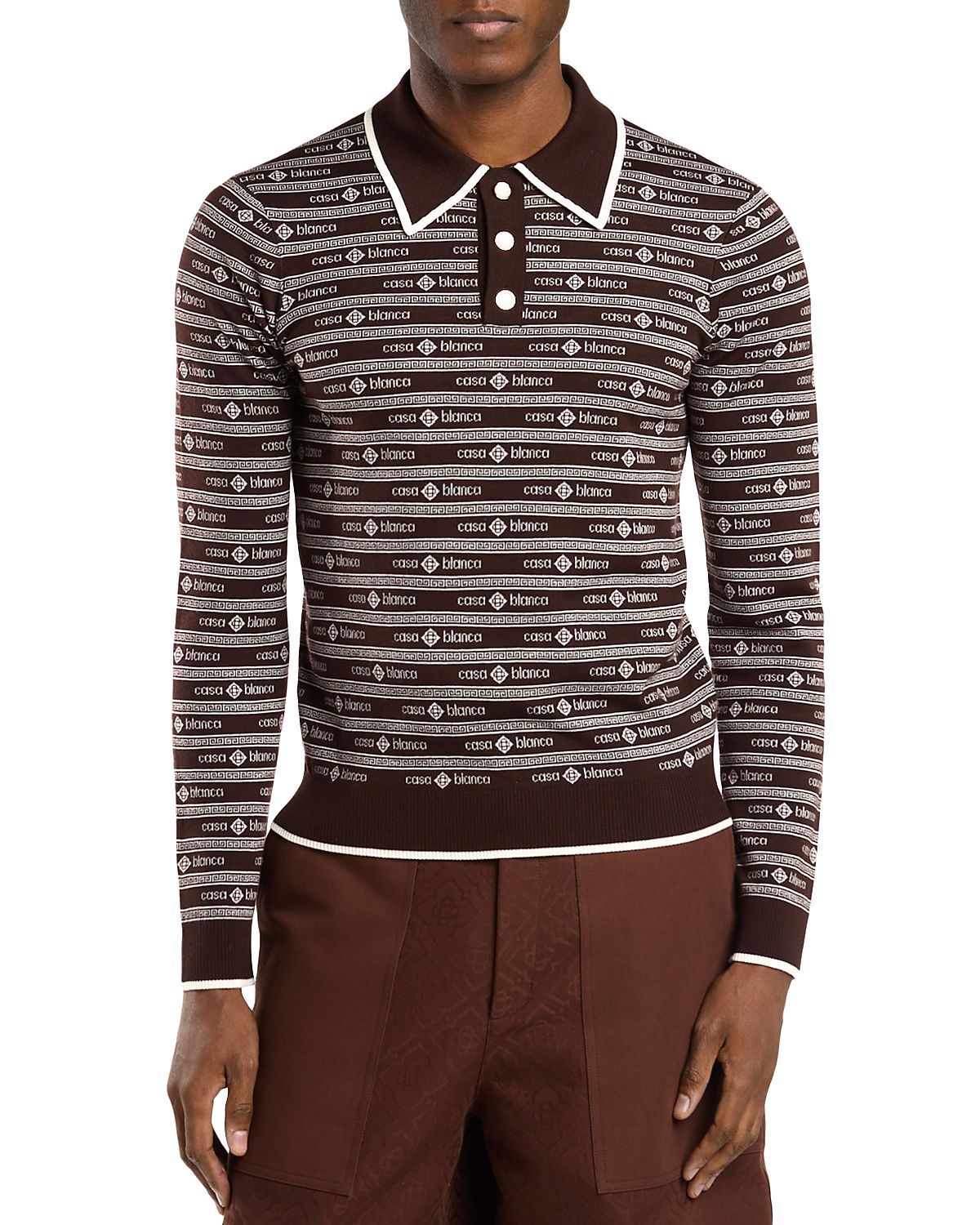 Casablanca Logo Stripe Polo Shirt
