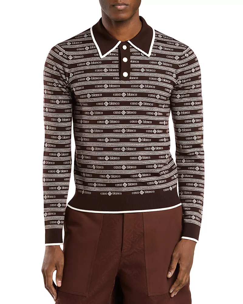 Casablanca Logo Stripe Polo Shirt