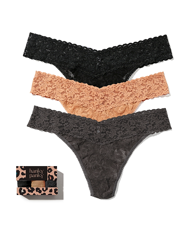 Hanky Panky Signature Lace Original Rise Thongs, Set of 3 · OS