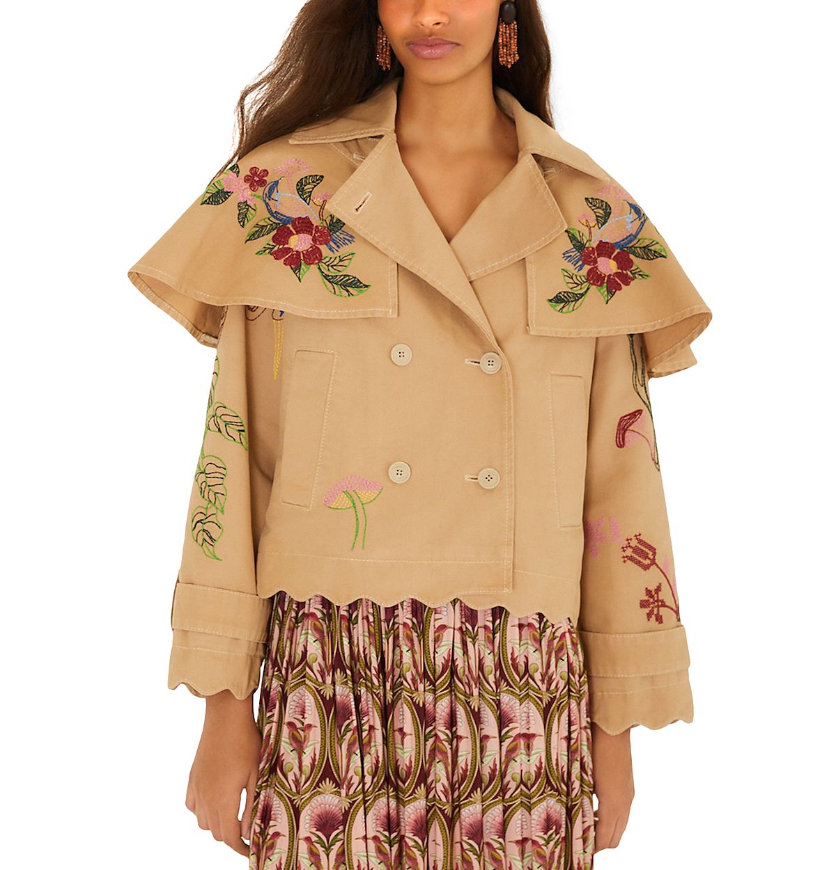 Farm Rio Twill Mini Trench Coat