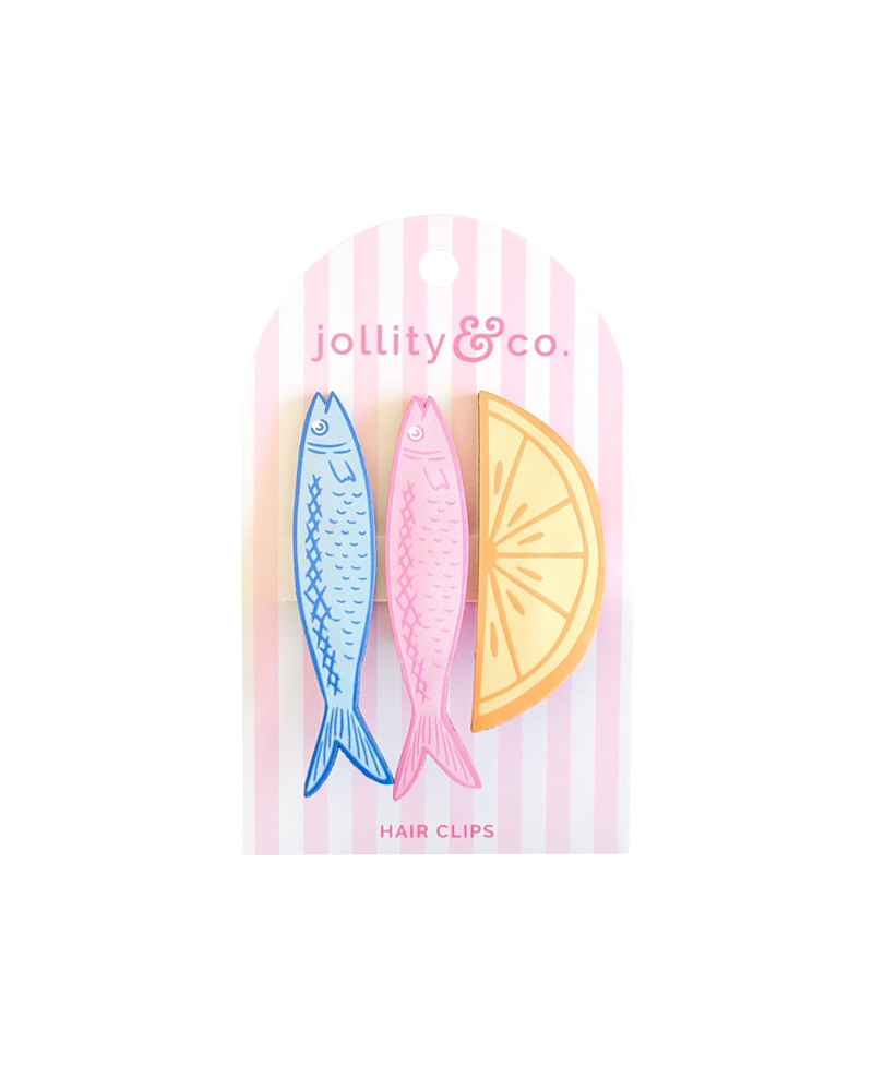 Jollity & Co. Lemon and Sardines Hair Clips, Set of 3