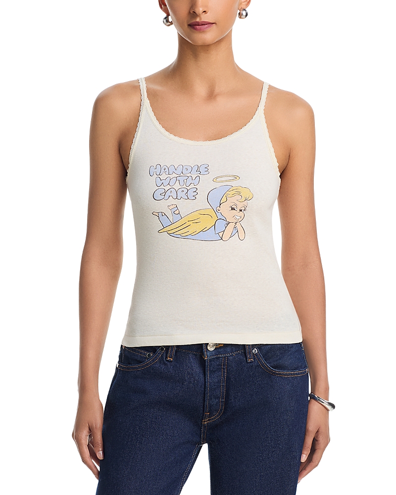 Re/Done Lace Strap Tank Top