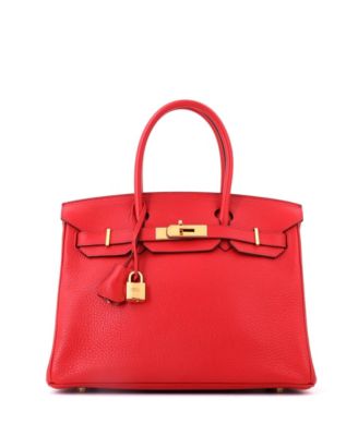 Birkin 30 Handbag Red Clemence with Gold Hardware