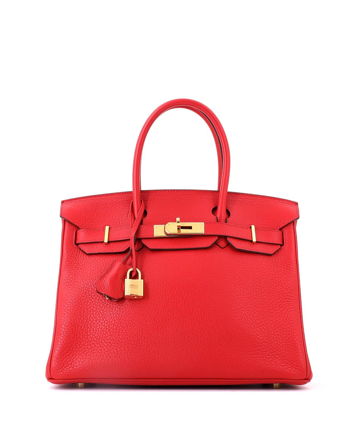 Pre-Owned HERMES Birkin 30 Handbag Red Clemence with Gold Hardware