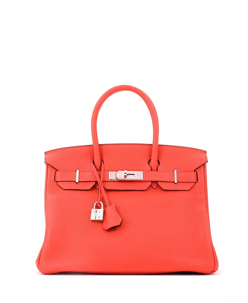 Pre-Owned HERMES Birkin 30 Handbag Orange Togo with Palladium Hardware