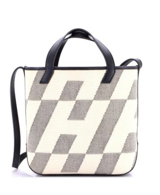 27 Cabas H en Biais Tote Canvas with Leather