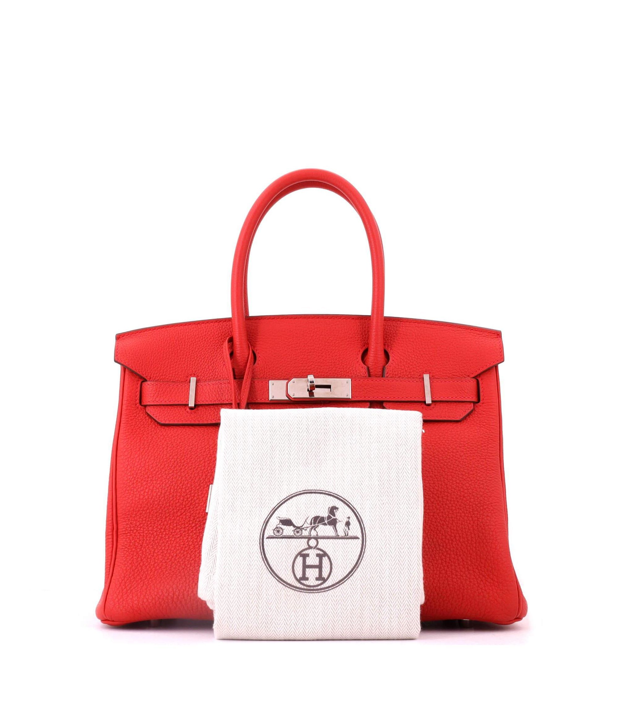 Birkin 30 Handbag Red Togo with Palladium Hardware — Image 3