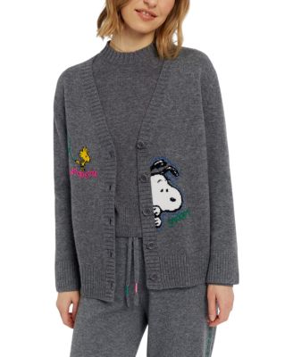  Women's Wool-Cashmere Snoopy Embroidered Cardigan
