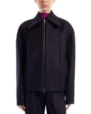 Wool Blend Zip Front Jacket
