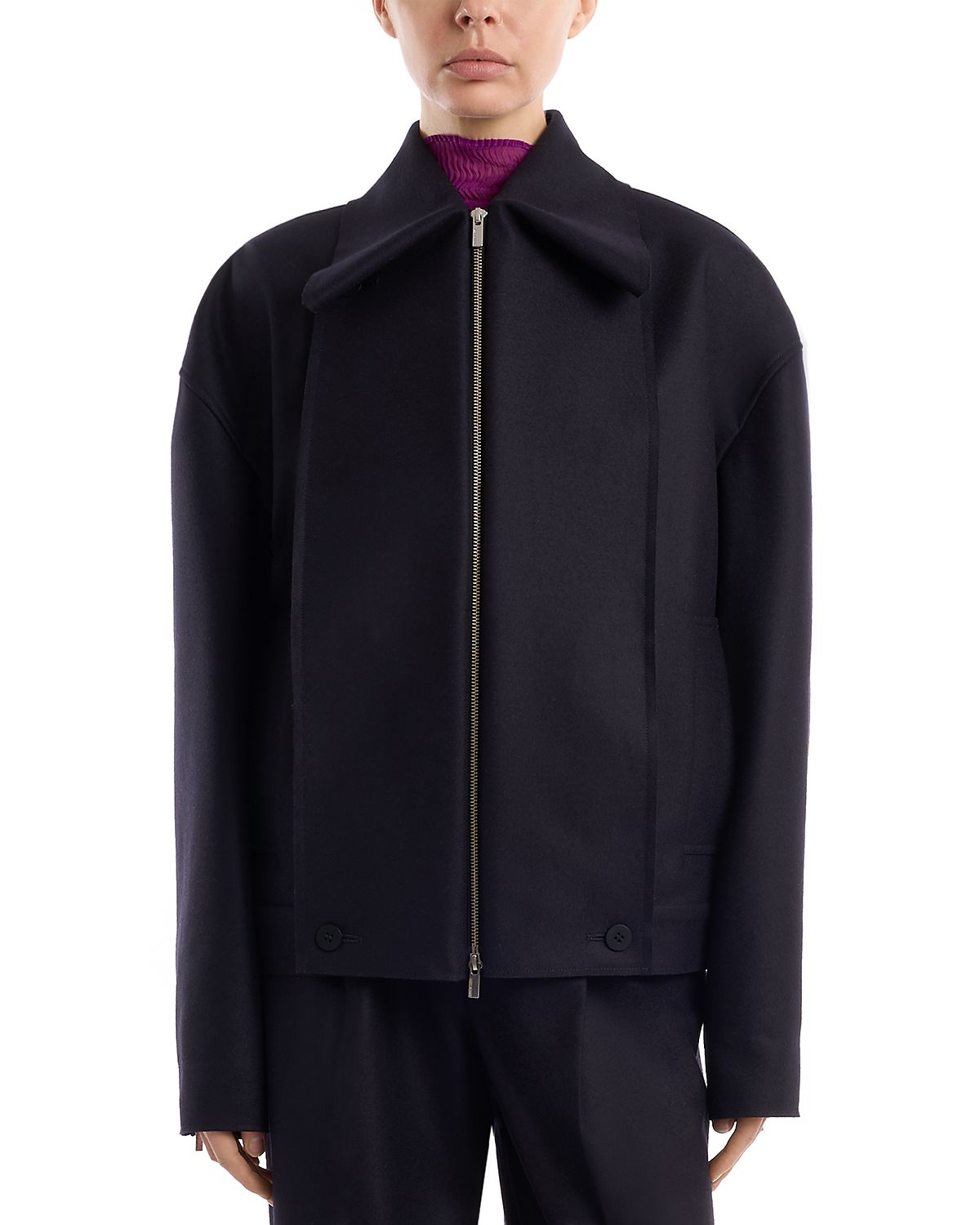 Issey Miyake Wool Blend Zip Front Jacket