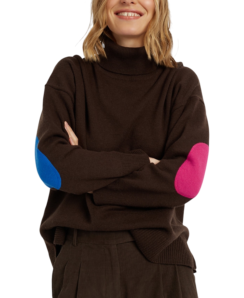Chinti & Parker Women's Wool Cashmere Elbow Patch Rollneck Sweater