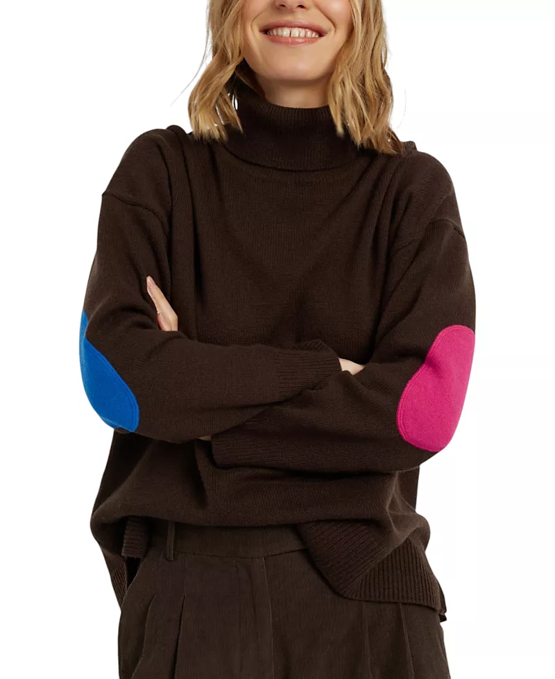 Chinti & Parker Women's Wool Cashmere Elbow Patch Rollneck Sweater
