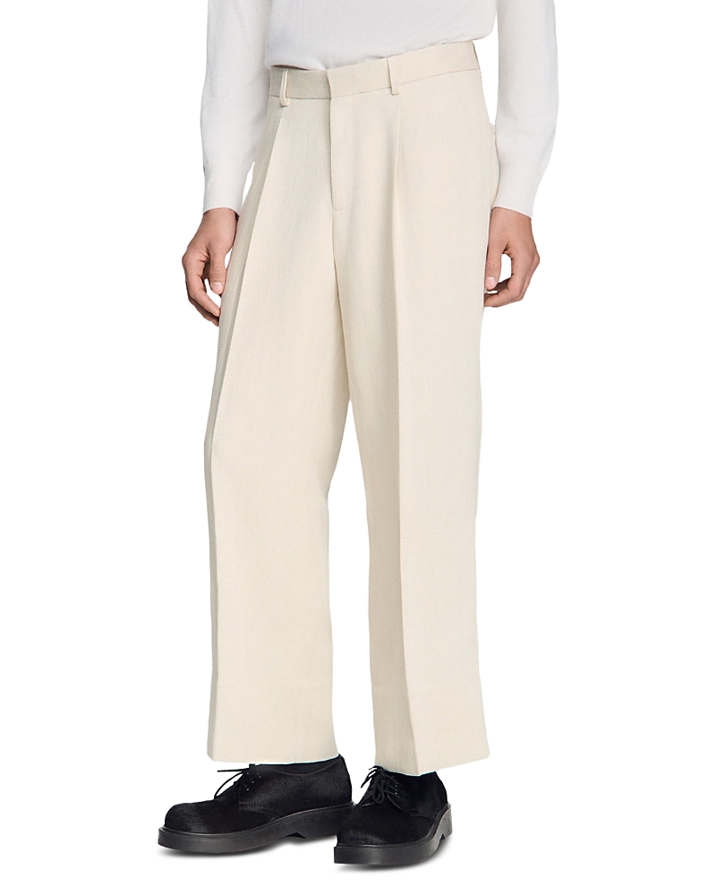 Sandro Wide Leg Cotton Linen Trousers