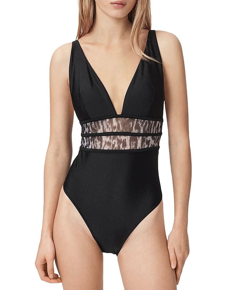 Allsaints Xalia Printed Mesh Swimsuit