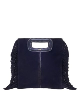 M Stitched Suede Crossbody Bag
