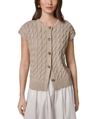 Crewneck Cable Knit Cardigan Sweater