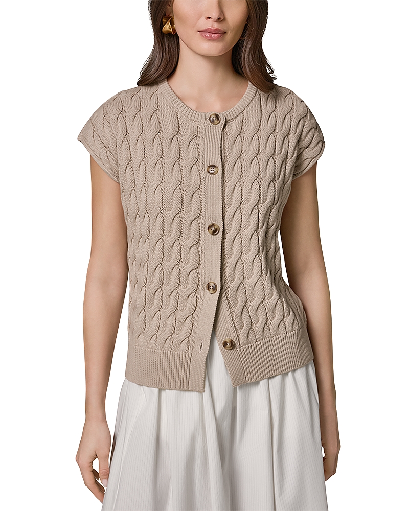 Donna Karan Weekend Donna Karan Crewneck Cable Knit Cardigan Sweater