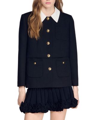 Contrast Collar Wool Jacket 