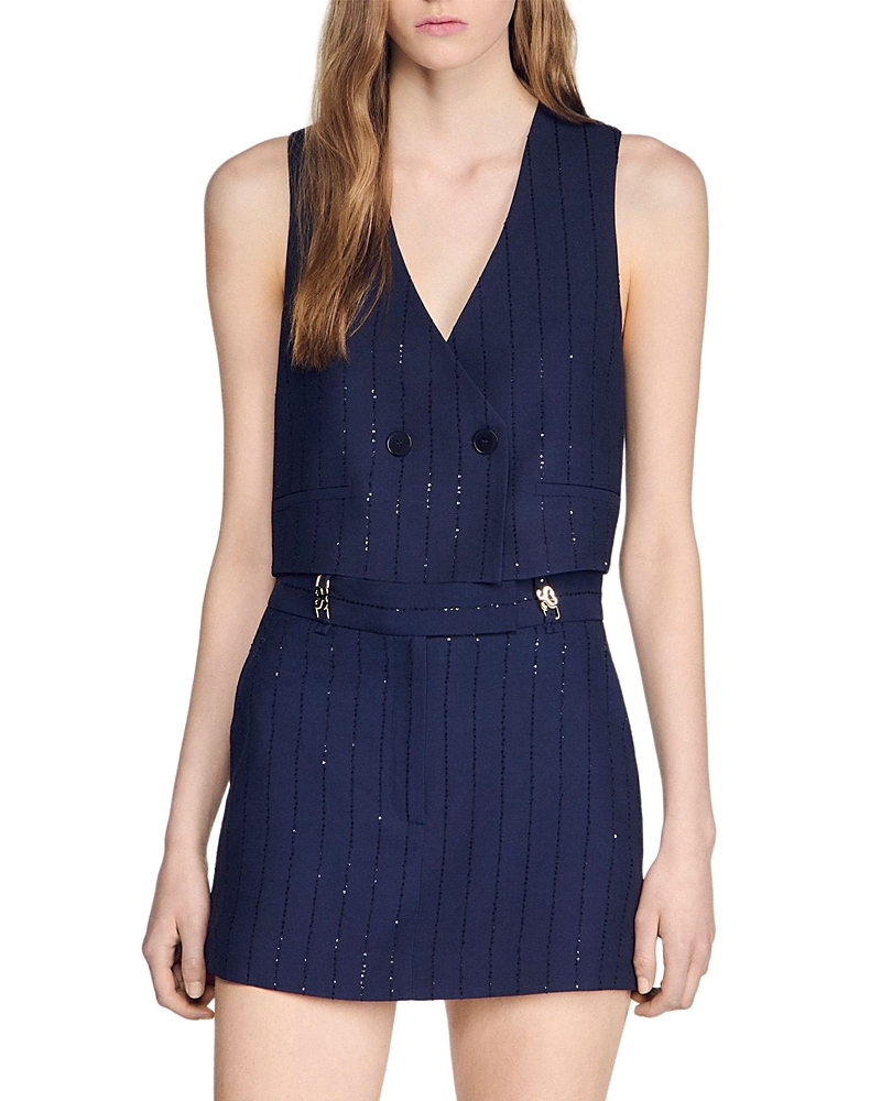 Sandro Striped Sequin Skort