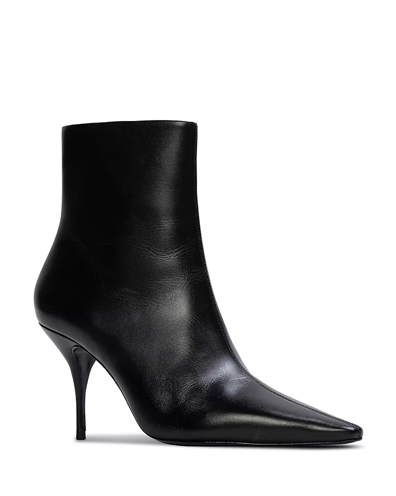 Black Suede Studio Women's Snip Toe Classic Leather Boots