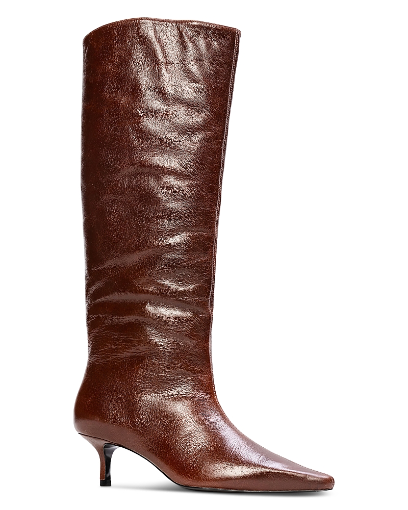 Black Suede Studio Women's Pointed Wide Calf Boots