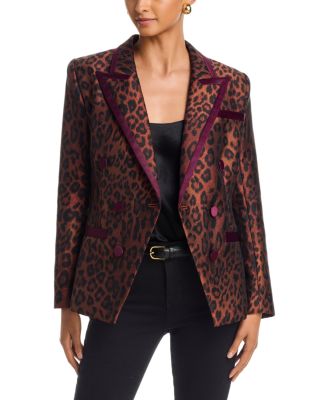 Kyomi Contrast Trim Leopard Print Blazer