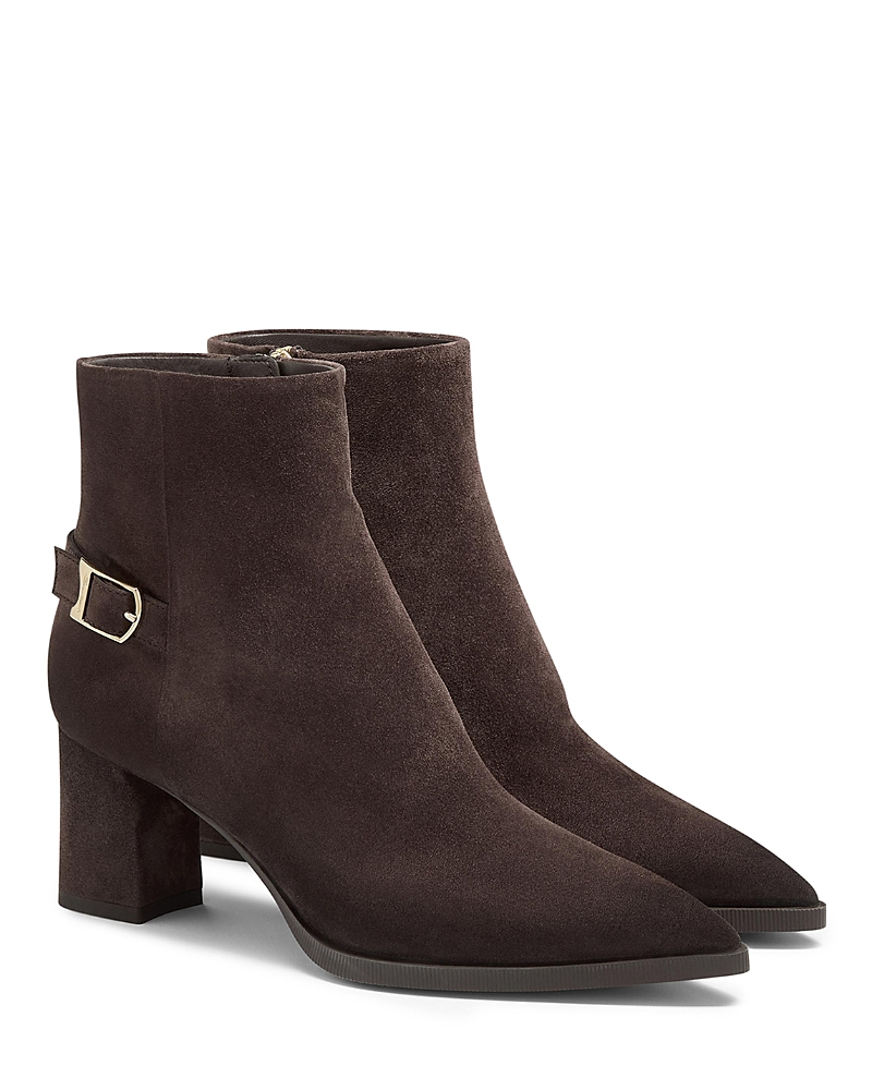 Santoni Women's Suede Mid-Heel Ankle Boot