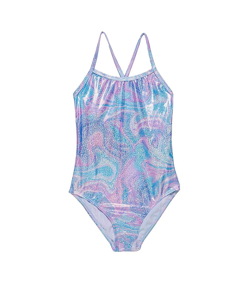 Gottex Kids Girls' Marble Sparkle Criss Cross Back One Piece - Little Kid, Big Kid