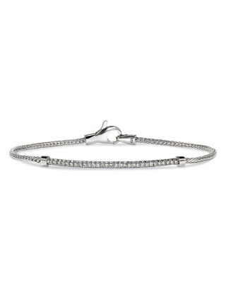 Sterling Silver JH Essentials Diamond Bar Woven Bracelet, 0.24 tcw