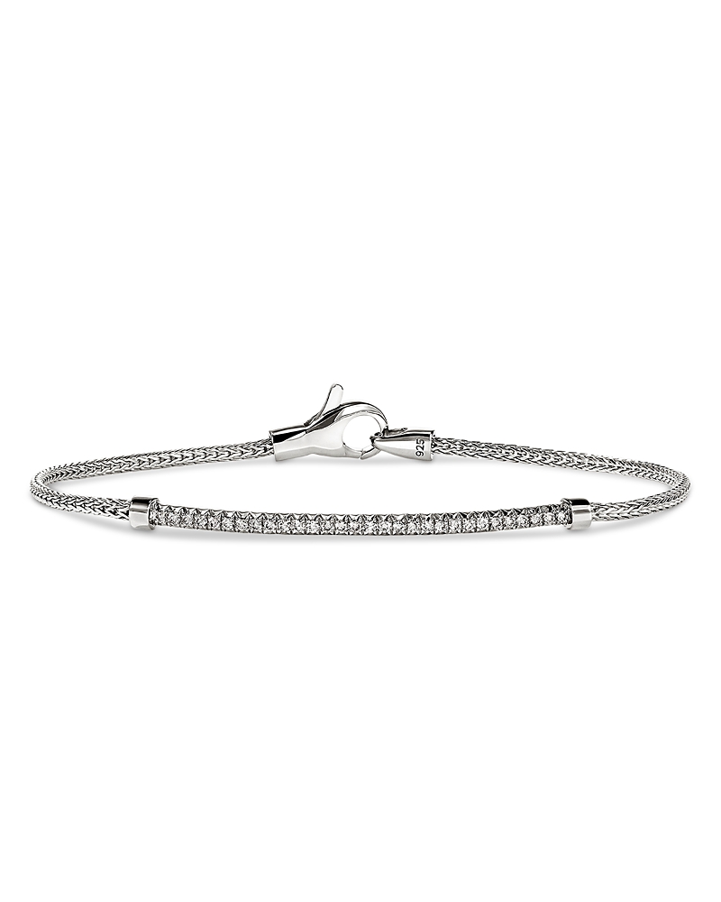 John Hardy Sterling Silver Jh Essentials Diamond Bar Woven Bracelet, 0.24 tcw · XL