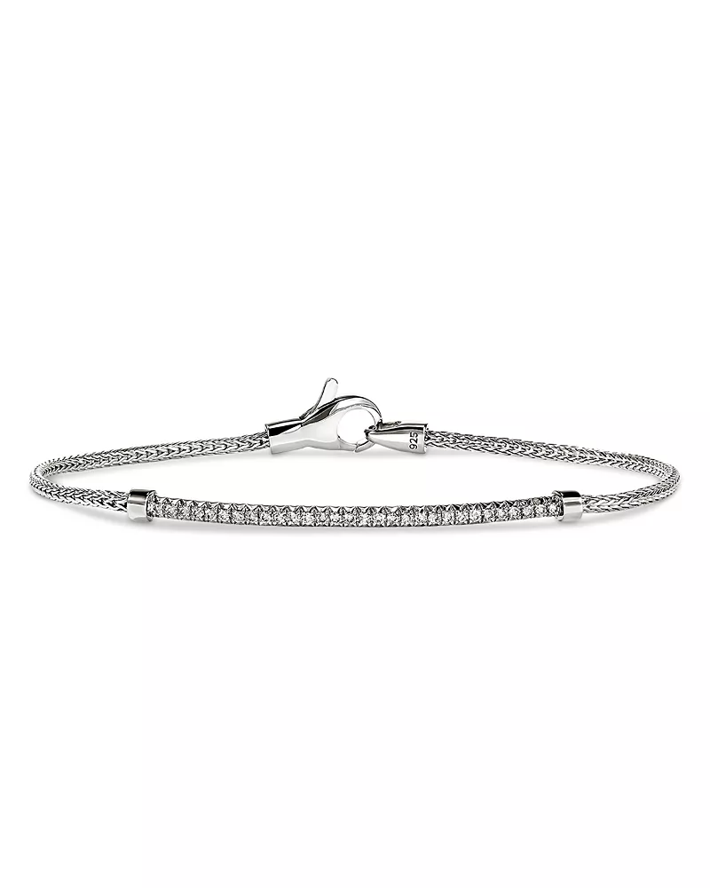 John Hardy Sterling Silver Jh Essentials Diamond Bar Woven Bracelet, 0.24 tcw