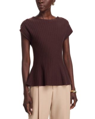 Ribbed Cap Sleeve Peplum Sweater