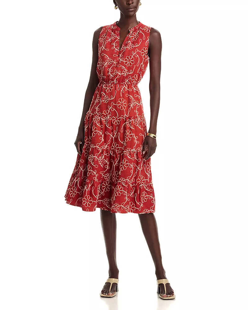 T Tahari Sleeveless Tiered Midi Dress