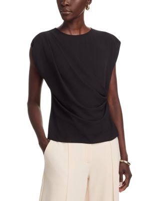 Drop Shoulder Faux Wrap Blouse