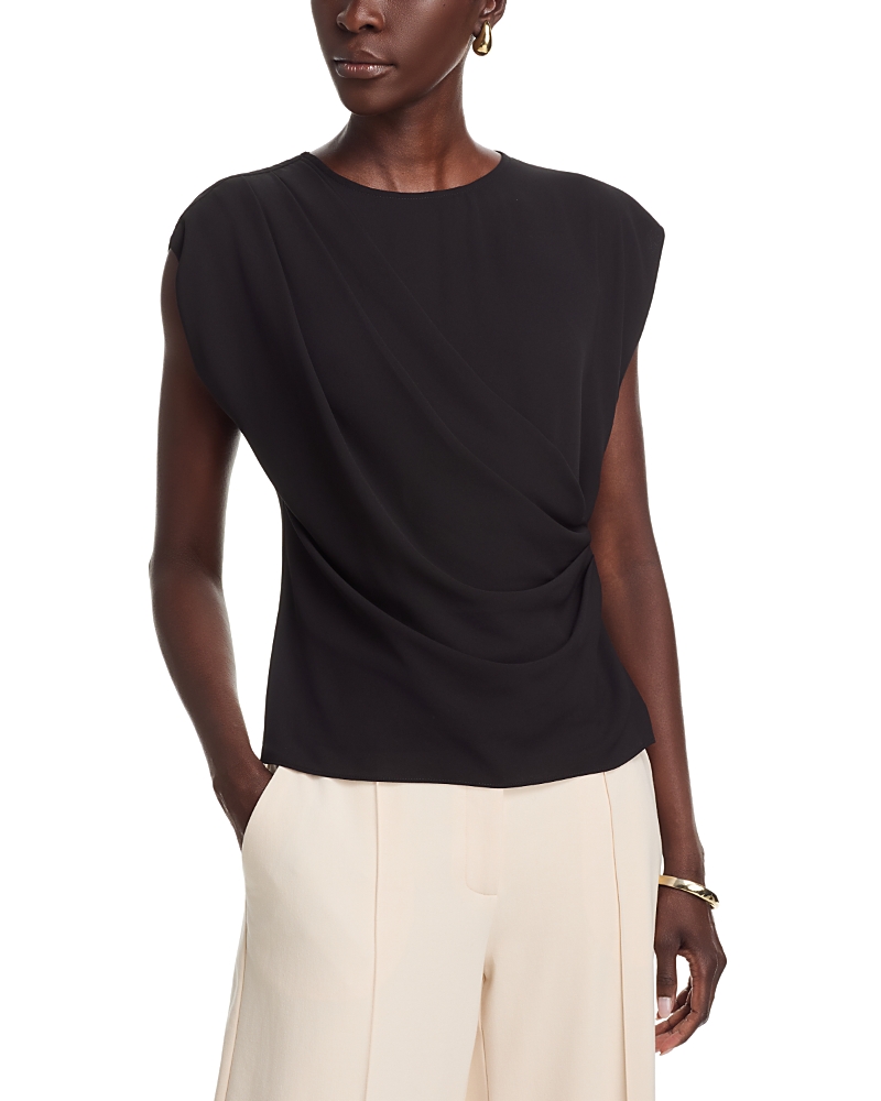 T Tahari Drop Shoulder Faux Wrap Blouse