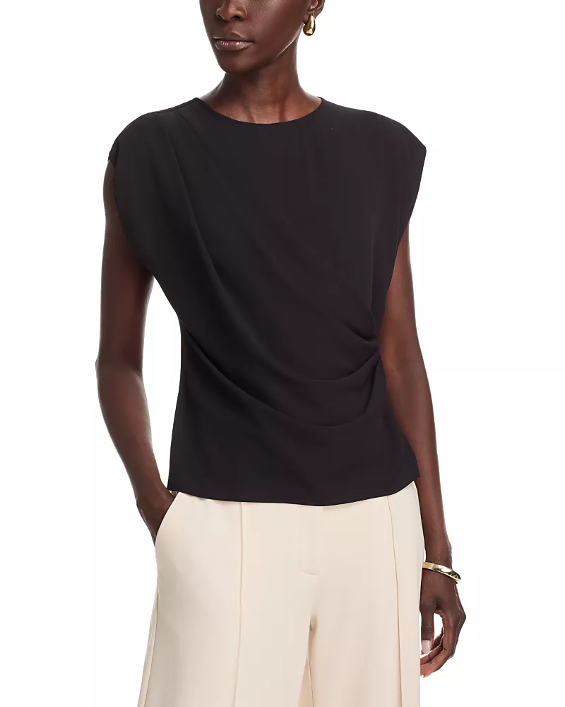 T Tahari Drop Shoulder Faux Wrap Blouse