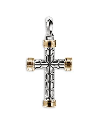14K Yellow Gold & Sterling Silver JH Essential Cross Pendant