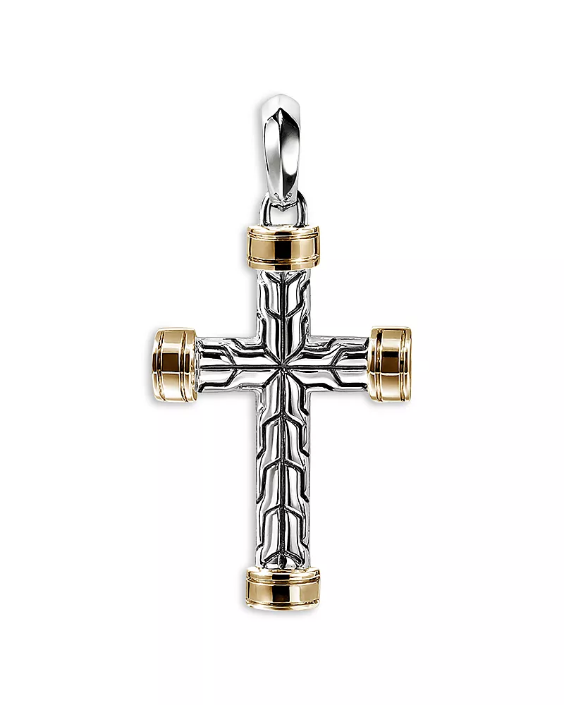 John Hardy 14K Yellow Gold & Sterling Silver Jh Essential Cross Pendant
