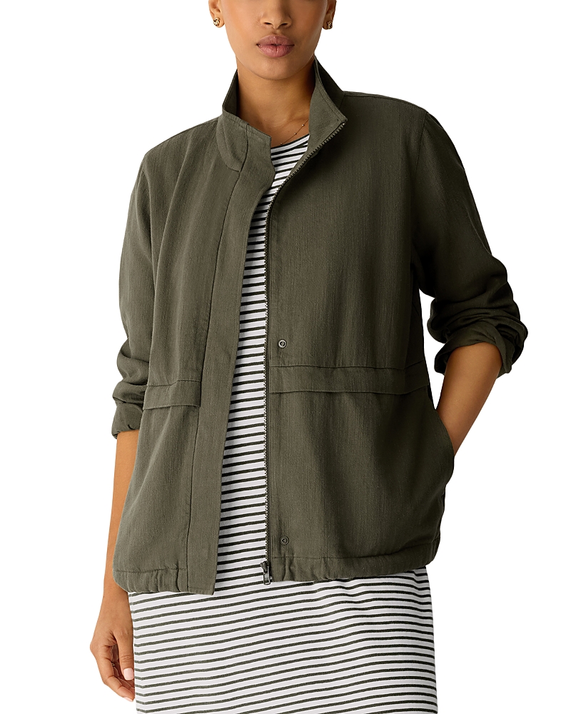 Eileen Fisher Petites Zippered Cotton & Linen Jacket