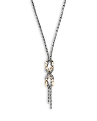 14K Yellow Gold & Sterling Silver Love Knot Infinity Woven Link Chain Necklace, 16-18"