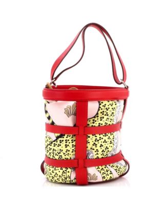 Musardine Bucket Bag Printed Silk with Leather