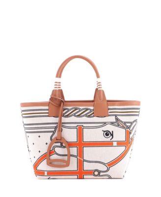 28 Sac Steeple Tote Printed Toile with Leather