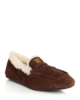 Miu Miu Women's Shearling Penny Loafers