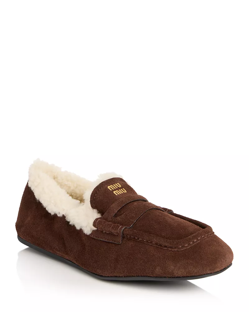 Miu Miu Women's Shearling Penny Loafers