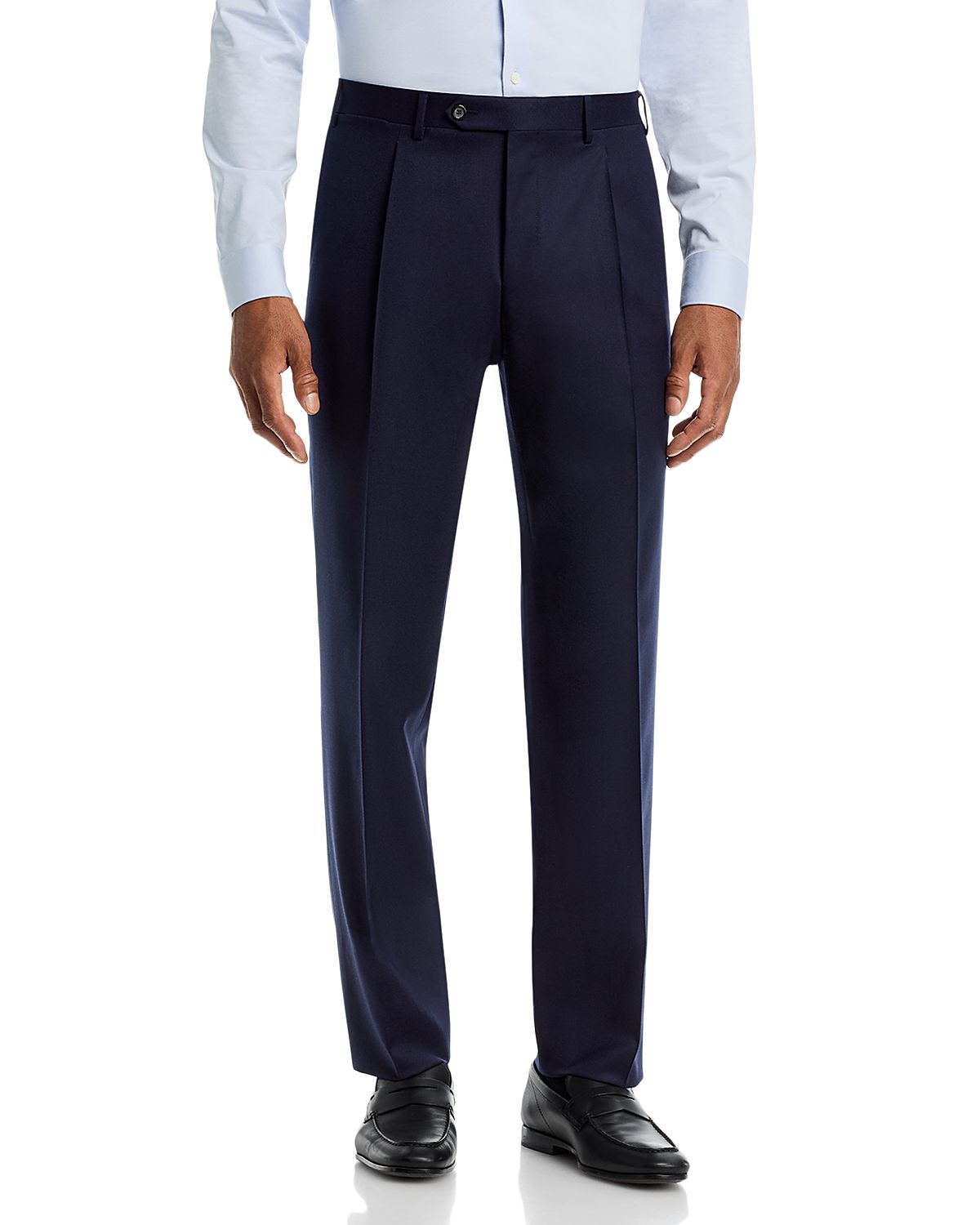Canali Regular Fit Pleat Flannel Trousers