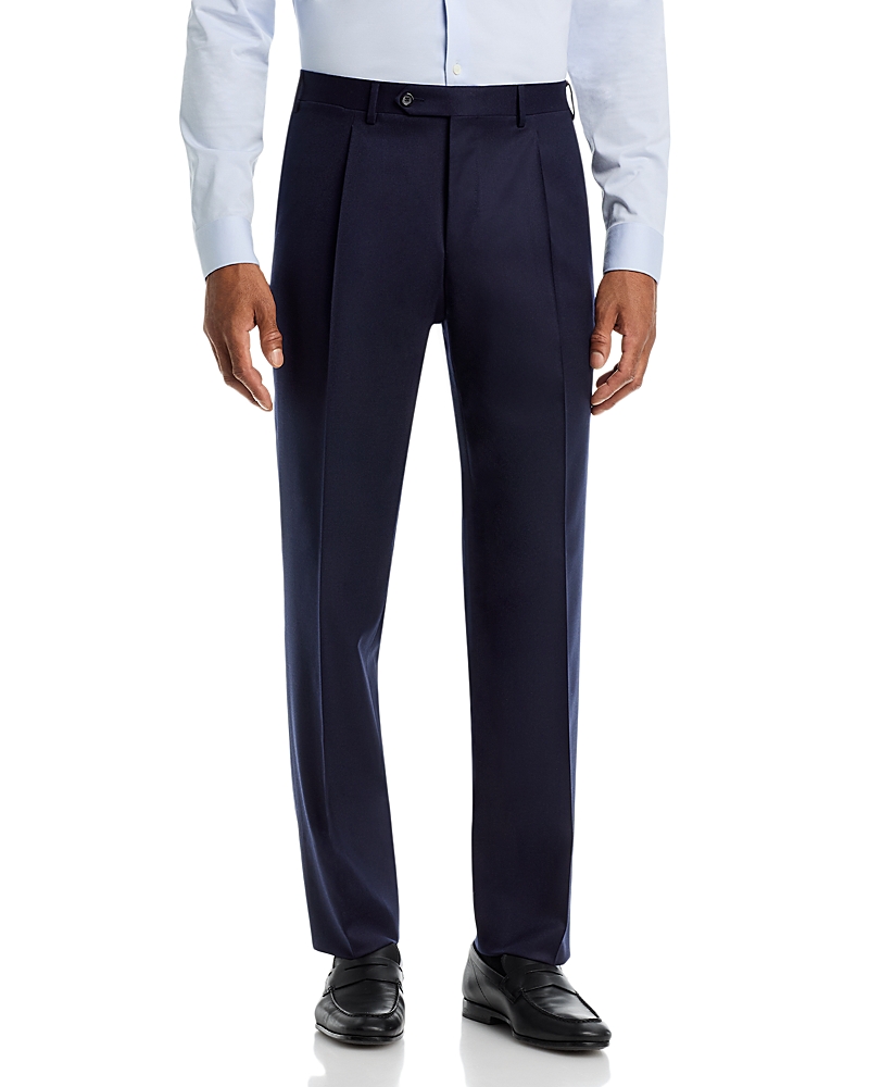 Canali Regular Fit Pleat Flannel Trousers