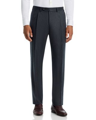 Regular Fit Pleat Flannel Trousers