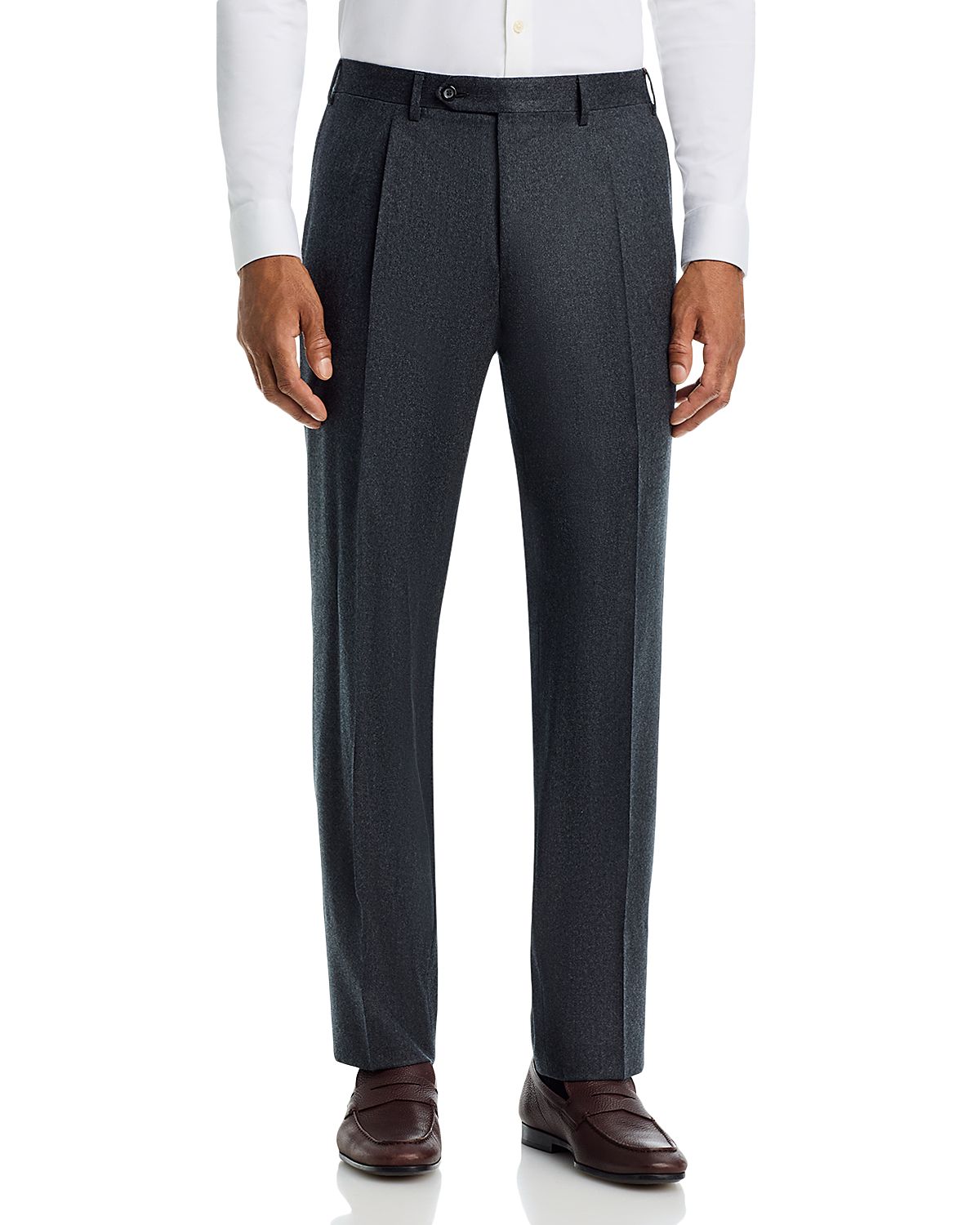 Canali Regular Fit Pleat Flannel Trousers