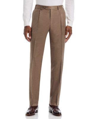 Canali Regular Fit Pleat Flannel Trousers
