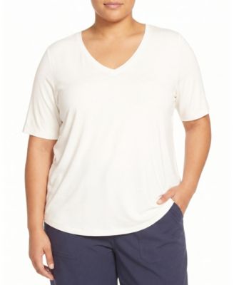  Women's Plus Lily Liquid Jersey V-Neck Stovepipe Tee